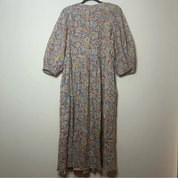 THE GREAT. Bonnet 100% Cotton Prairie Floral Boho Peasant Summer Midi Dress - Picture 12 of 16